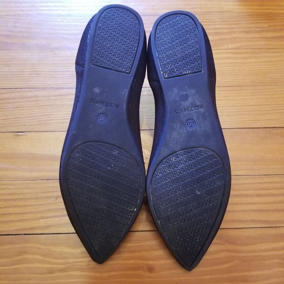 Rothys 9 Black THE POINT Flats Shoes Washable Knit Slip On Loafers - Picture 3 of 9